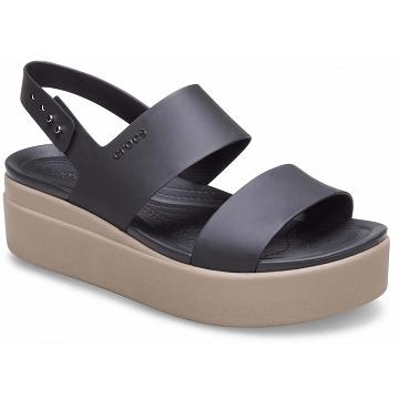 Crocs Brooklyn Low Wedge Women's Platform Clogs Brown / Black | Australia 0468MQZA